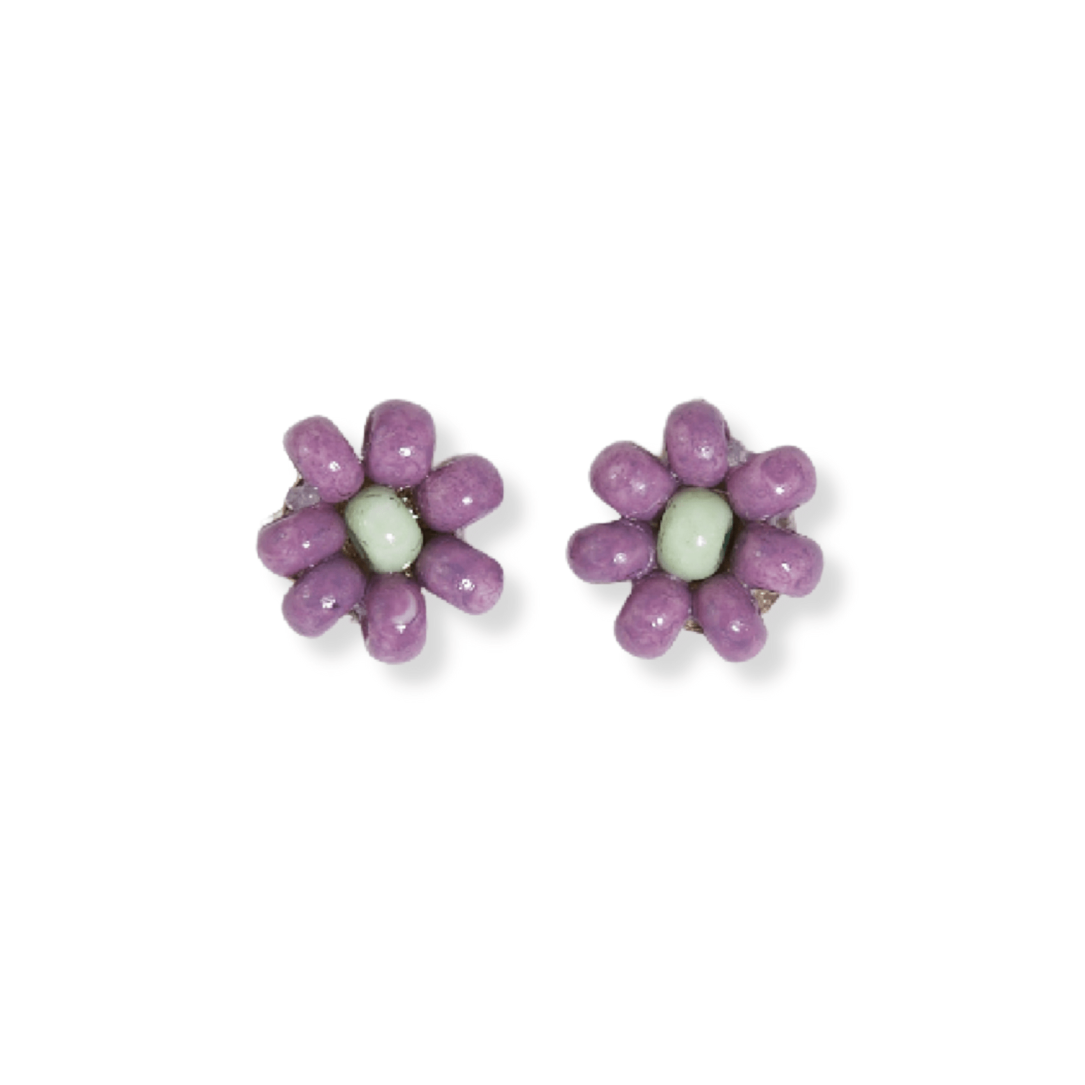 Tina Two Color Beaded Post Earrings Lilac Wholesale