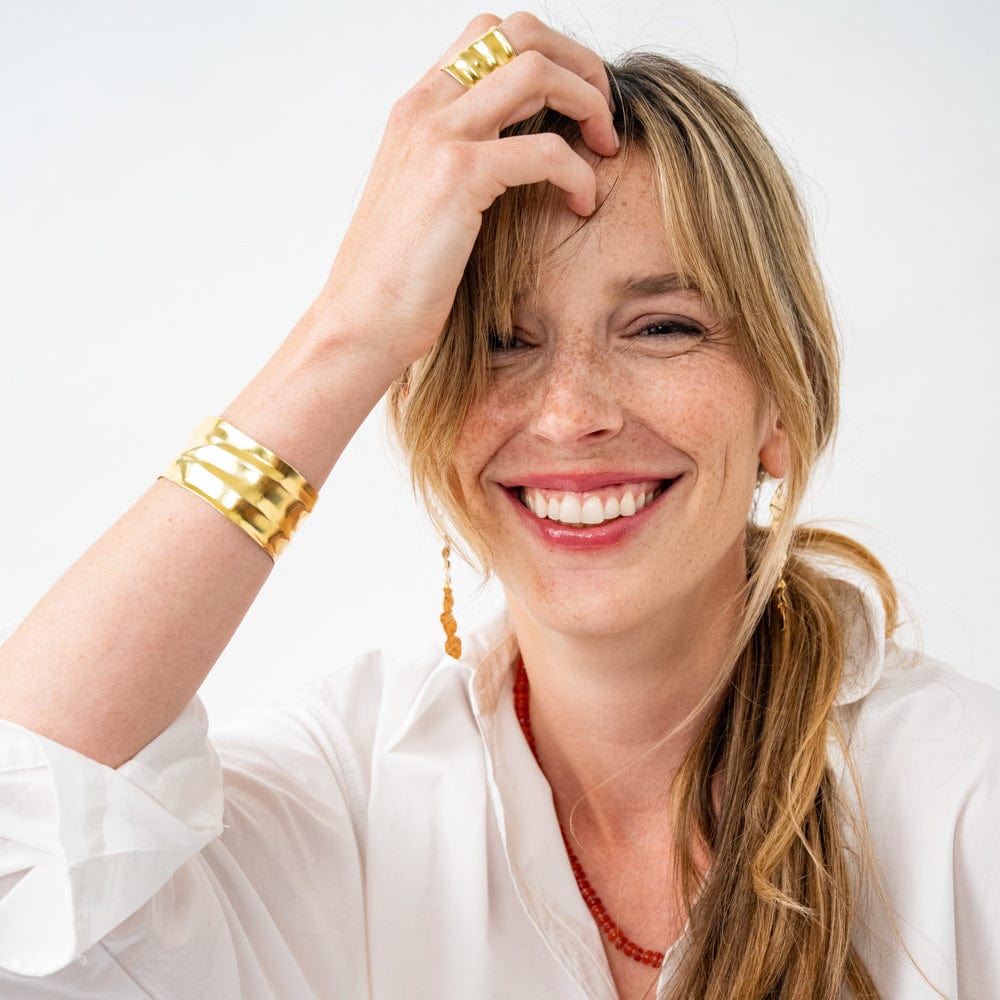 Paloma Large Wavy Ring Brass - Adjustable Size Wholesale