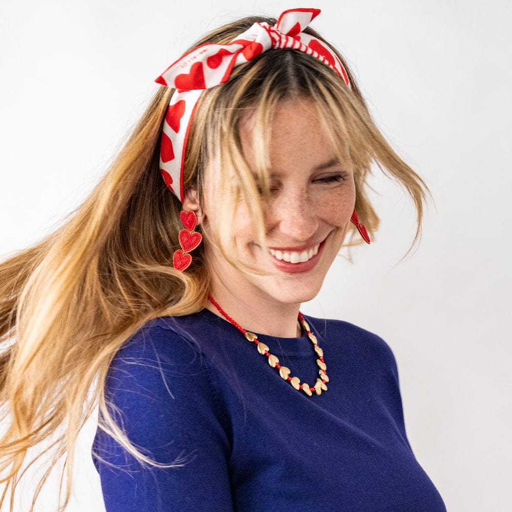 Haddie 3 Heart Drop Earrings Red Wholesale