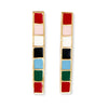 Adele Colorblock Enamel Bar Earrings Multi-Color Wholesale