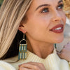Allison Check Stripe Beaded Fringe Earrings Green Wholesale