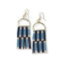 Allison Check Stripe Beaded Fringe Earrings Navy Wholesale