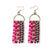 Allison Mixed Checker Beaded Fringe Earrings Hot Pink Wholesale