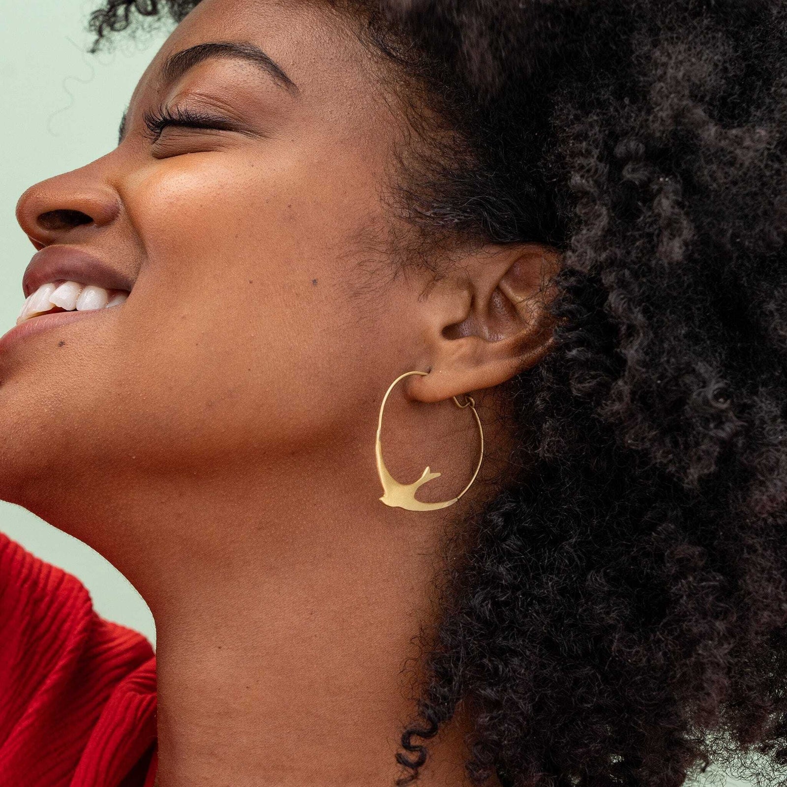 Amelia Circle Bird Hoop Earrings Brass Wholesale