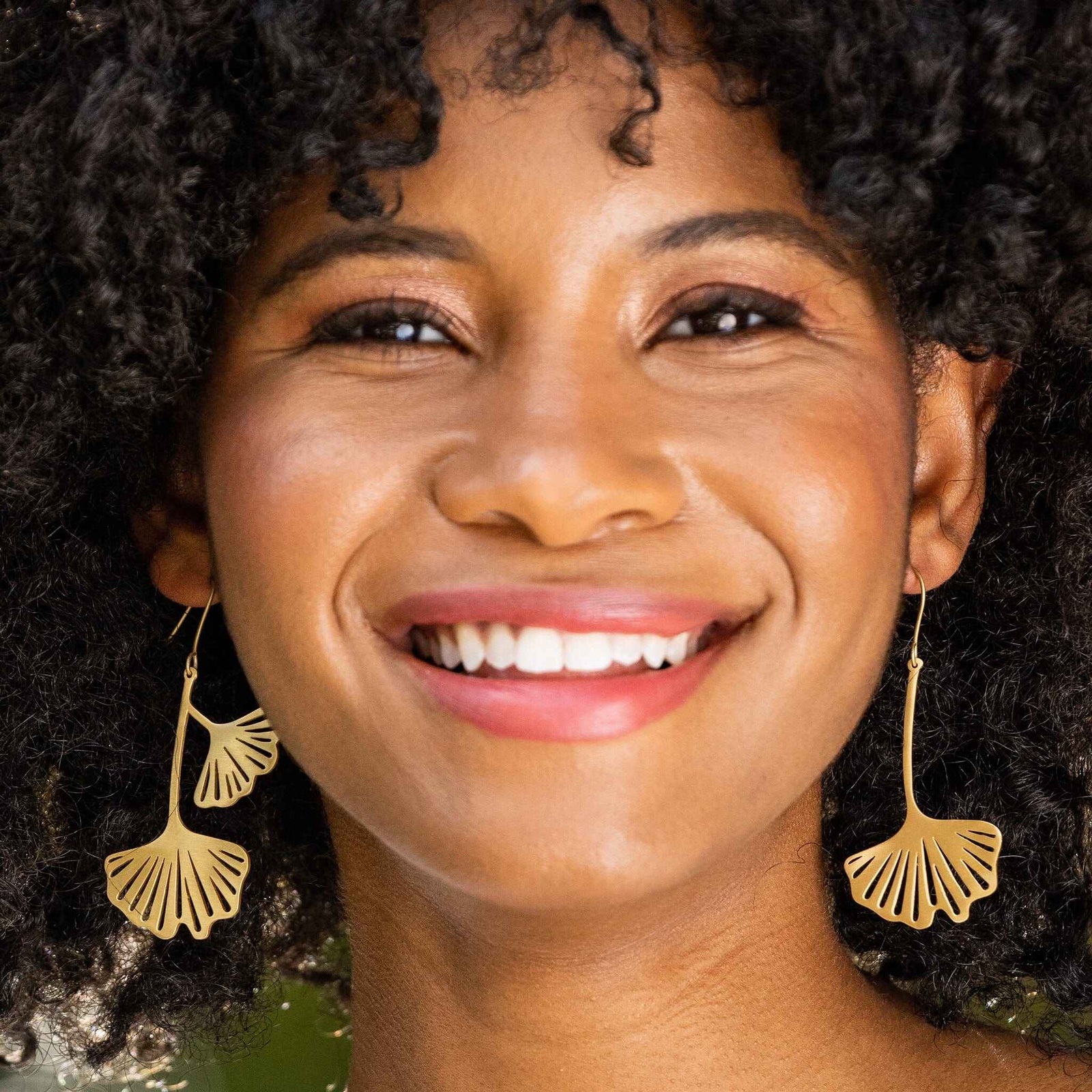 Amelia Ginkgo Leaf Earrings Brass Wholesale