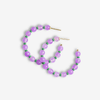Angela Round Stones With Alternating Seed Bead Hoop Earrings Lilac Wholesale
