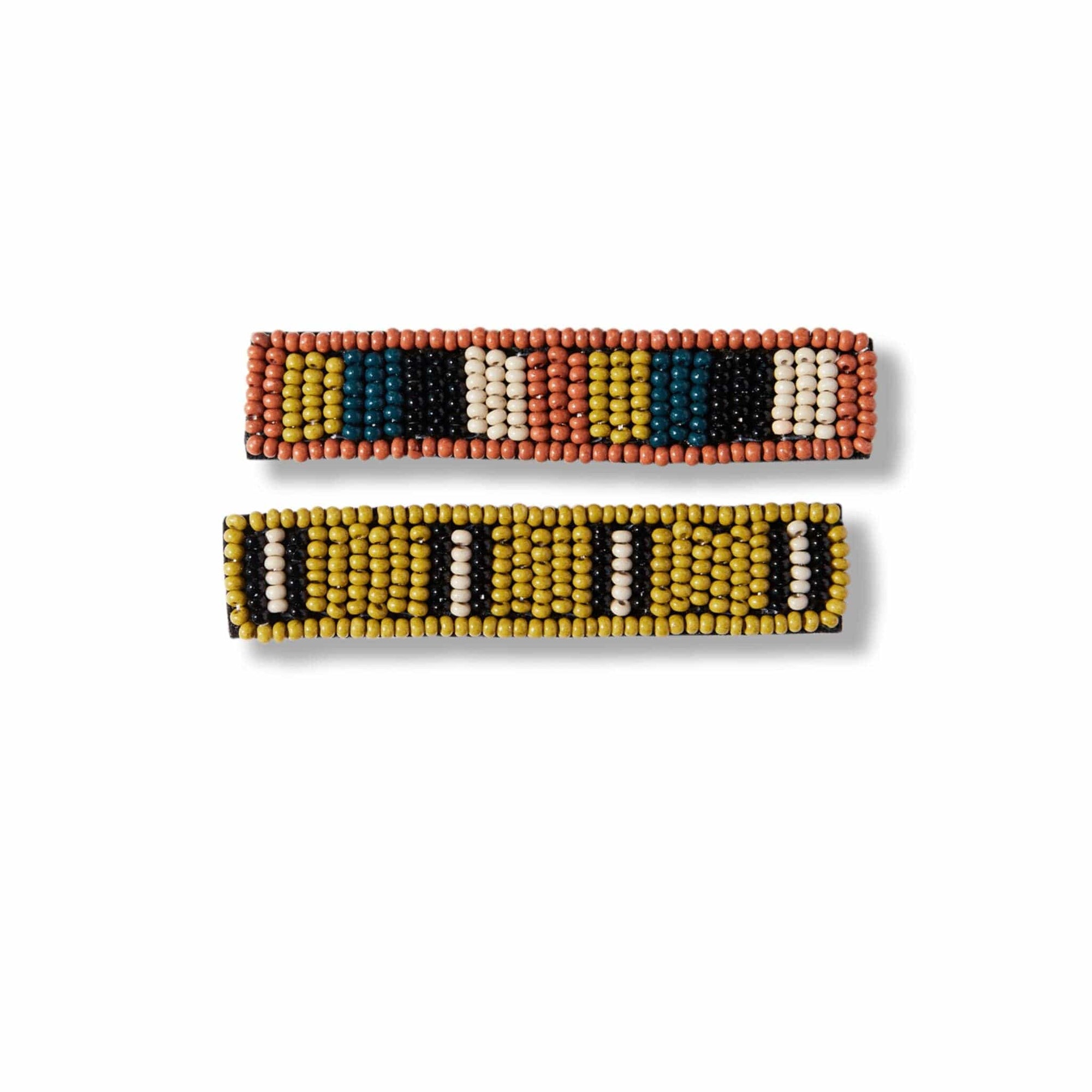 Anna Striped Beaded 2 Pack Hair Clip Rust Wholesale