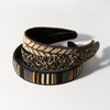 Stevie Striped Beaded Headband Black and Cream Wholesale