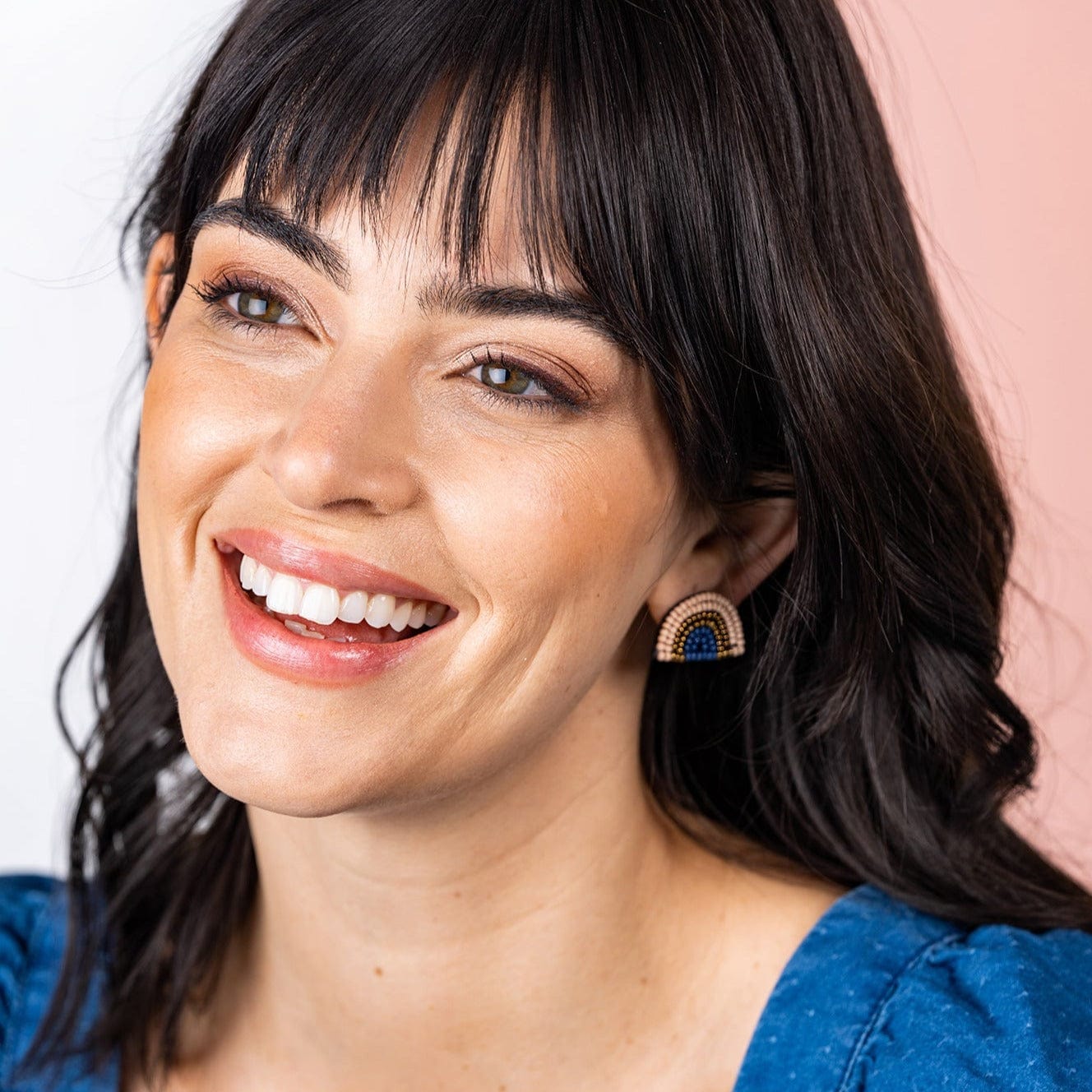 Sophia Rainbow Beaded Post Earrings Blush Wholesale