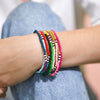 Sage Color Block with Stripe Beaded 10 Strand Stretch Bracelets Wholesale