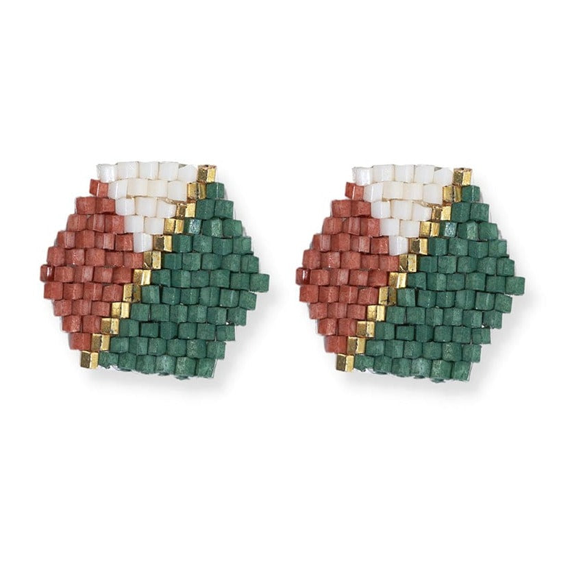 Casey Hexagon Post Beaded Earrings Desert Wholesale