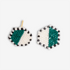 Casey Two Color Hexagon Post Beaded Earrings Bright Emerald and Ivory Wholesale