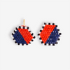 Casey Two Color Hexagon Post Beaded Earrings Navy and Poppy Wholesale