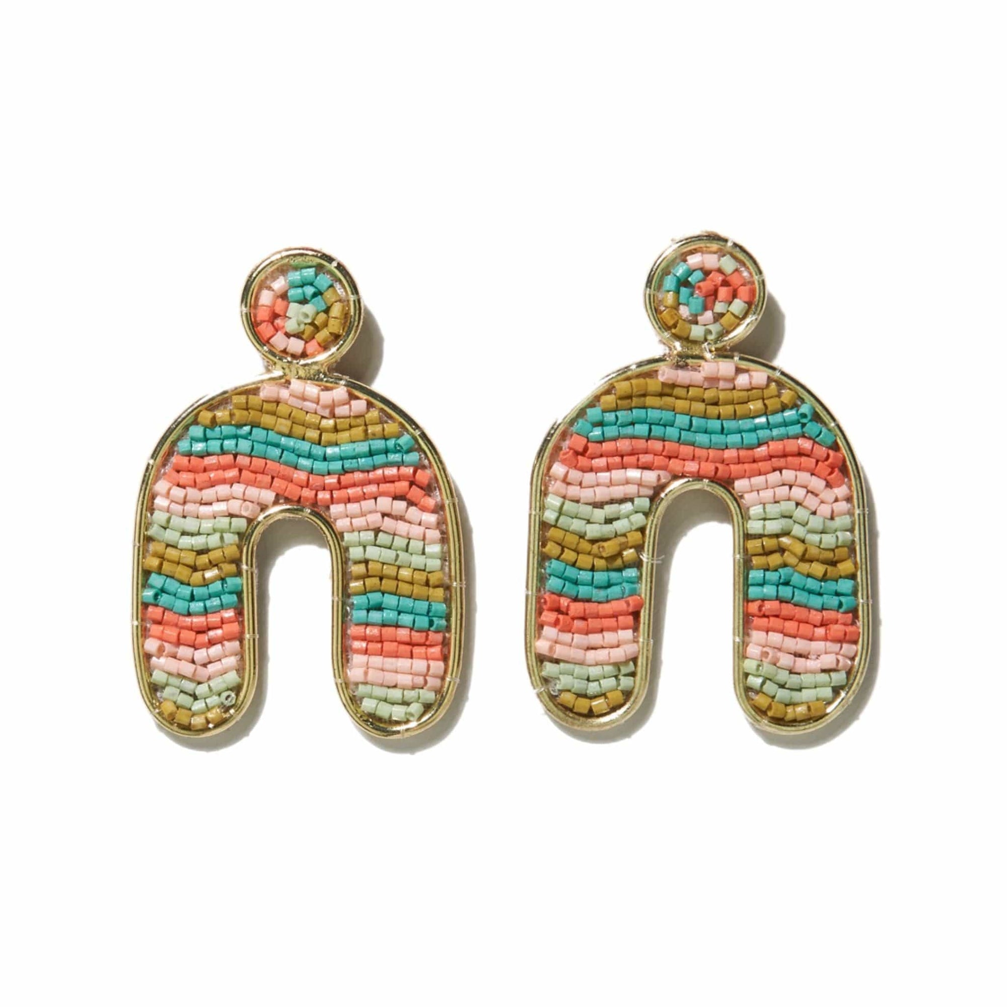 Matilda Horizontal Striped Earrings Rainbow Wholesale