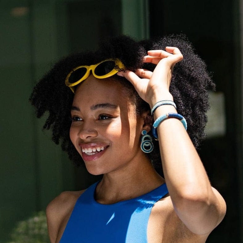 Monica Color Block Earrings Teal Wholesale