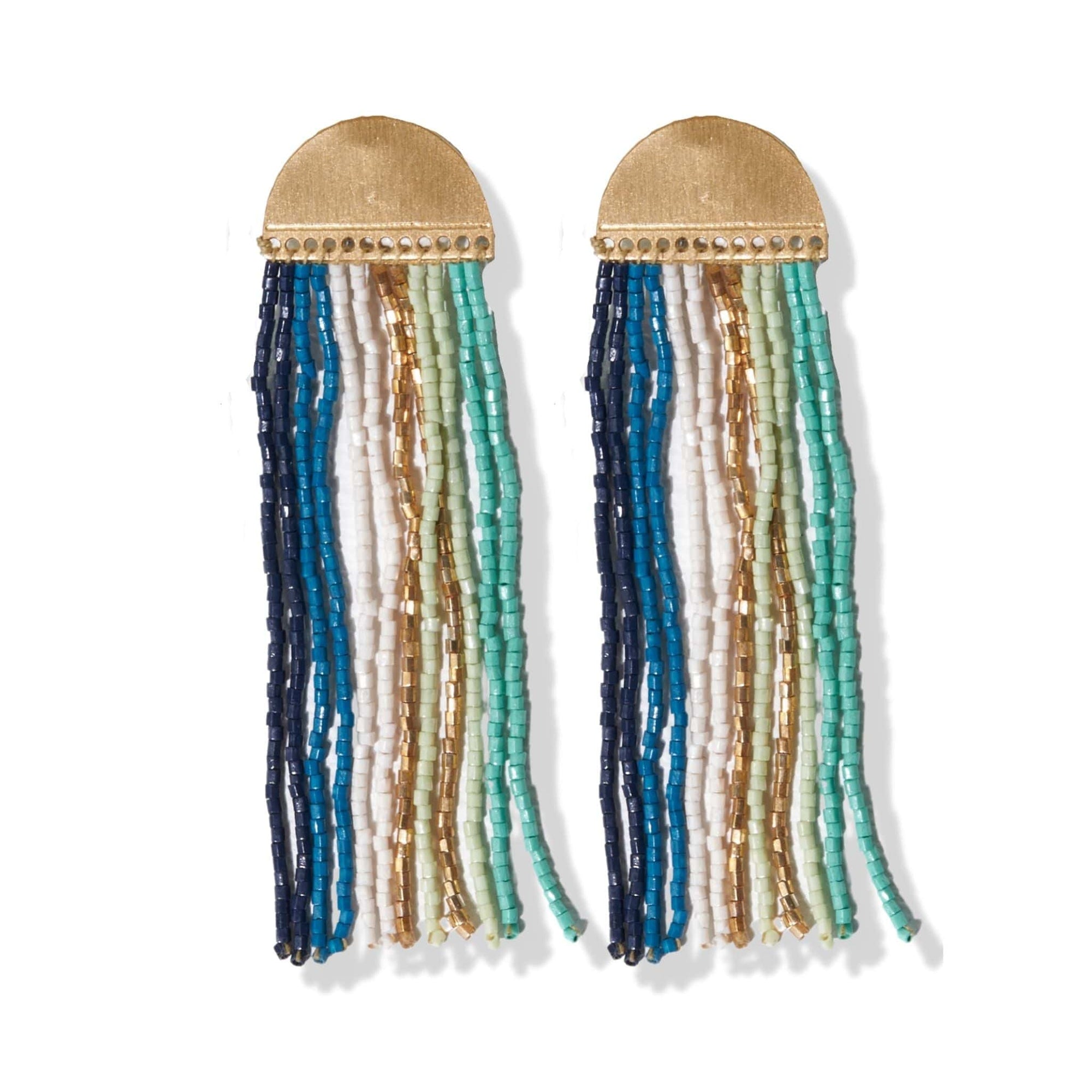 Riley Vertical Striped Earrings Teal Wholesale