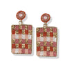 Sally Checkered Earrings Light Pink Wholesale