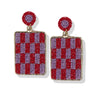 Sally Checkered Earrings Red Wholesale