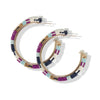 Nora Checkered Hoop Earrings Navy Multicolor Wholesale