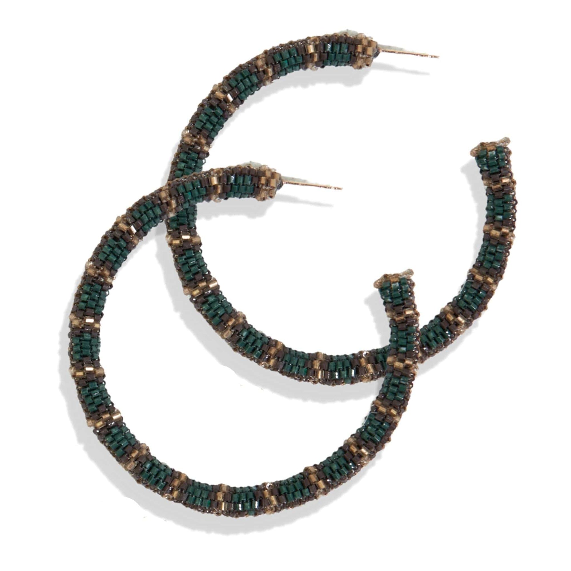 Raquel Striped Hoop Earrings Emerald Wholesale