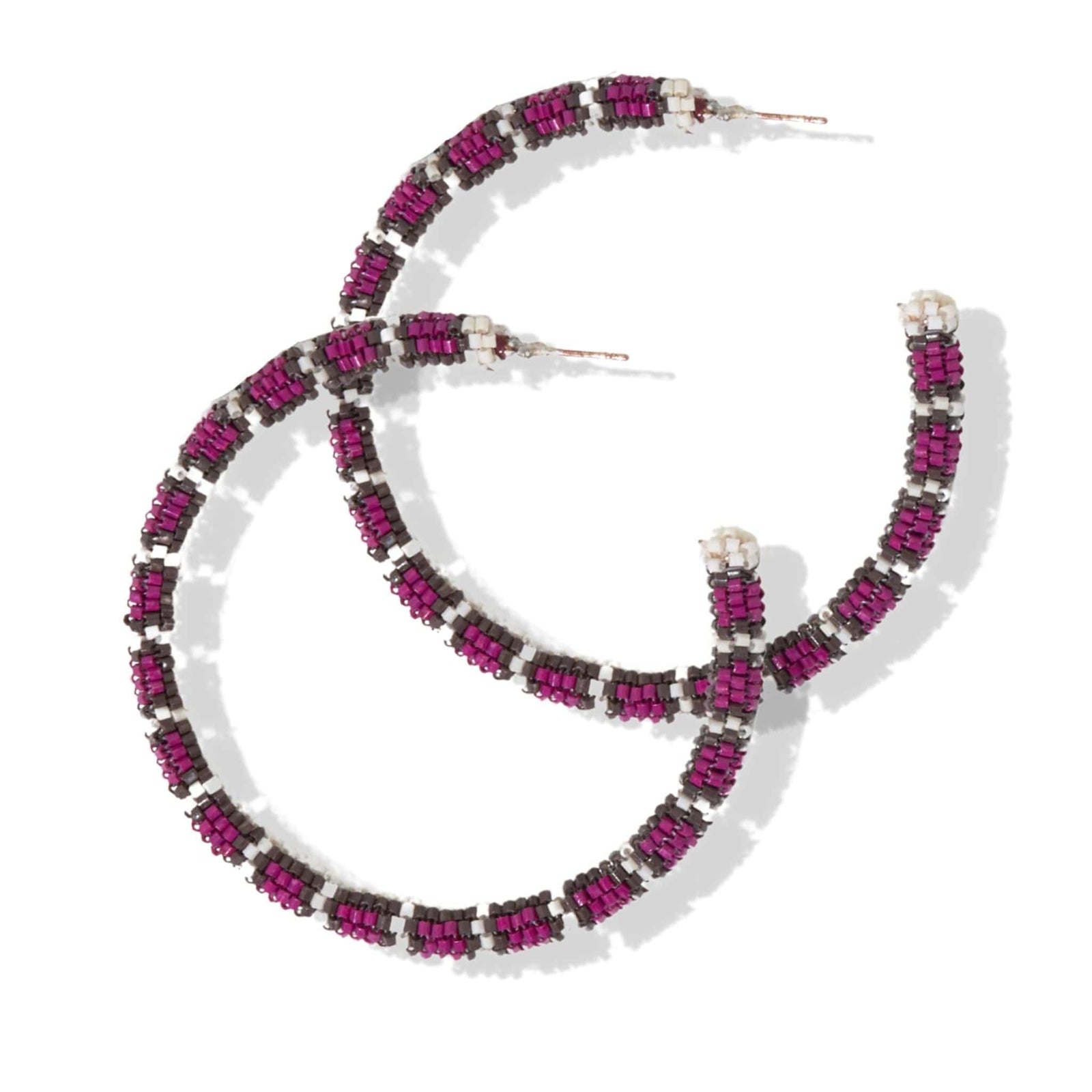 Raquel Striped Hoop Earrings Magenta Wholesale