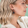 Celia Small Triangle Drop With Semi-Precious Stone Post Earrings Black Wholesale