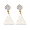 Celia Small Triangle Drop With Semi-Precious Stone Post Earrings Ivory Wholesale
