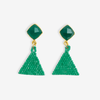 Celia Small Triangle Drop With Semi-Precious Stone Post Earrings Kelly Green Wholesale