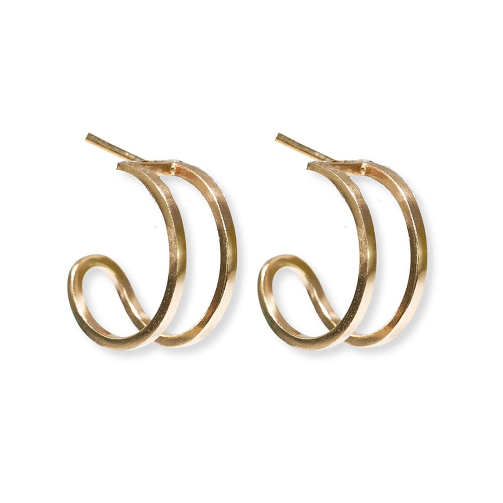 Celine Thick Double Bar Hoop Earrings Brass Wholesale