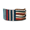 Charlie Vertical Uniform Stripes Half Woven Beaded Stretch Bracelet Teal and Poppy Wholesale