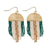 Claudia 3 Color Stripe Short Beaded Fringe Earrings Emerald Wholesale