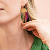 Claudia Multi-Striped Short Beaded Fringe Earrings Muted Wholesale