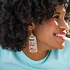Dolly Color Blocks Beaded Fringe Earrings Rainbow Wholesale
