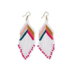 Elise Angle with Stripes Beaded Fringe Earrings White Rainbow Wholesale