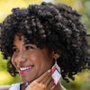 Elise Angle with Stripes Beaded Fringe Earrings White Rainbow Wholesale