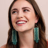 Emilie Arrow Beaded Fringe Earrings Teal Wholesale