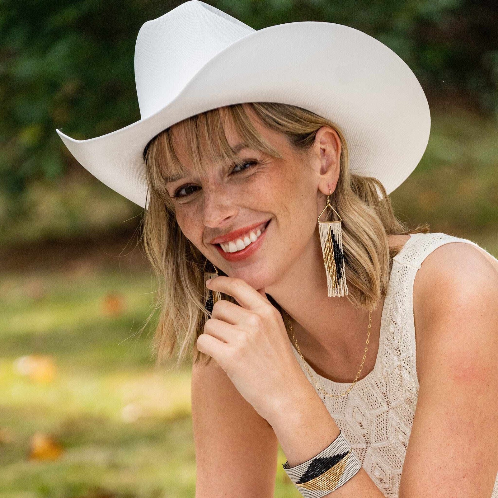 Erica Split Diamond Beaded Fringe Earrings Black Wholesale