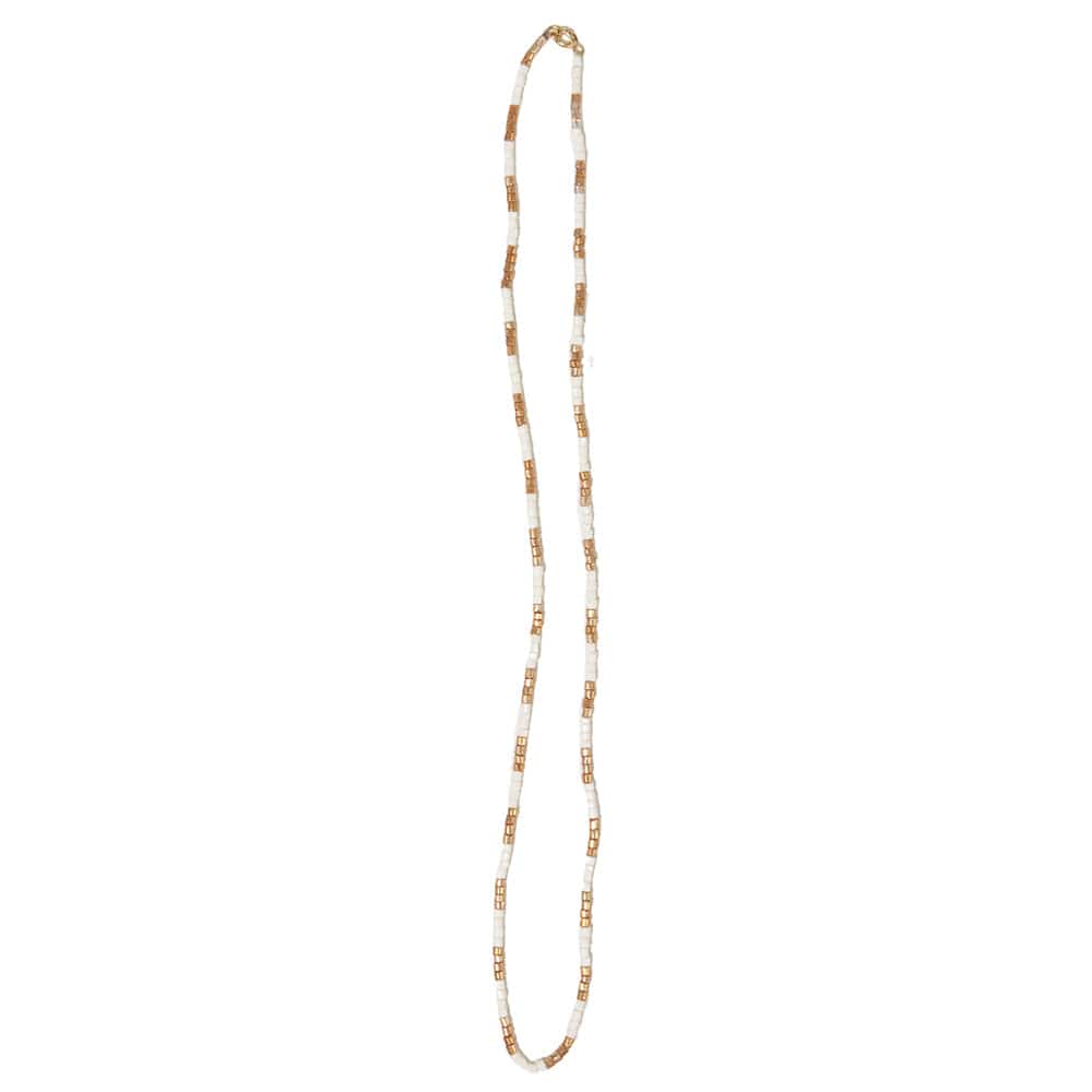 Everly Single Strand 2mm Luxe Bead Necklace Ivory Gold Wholesale