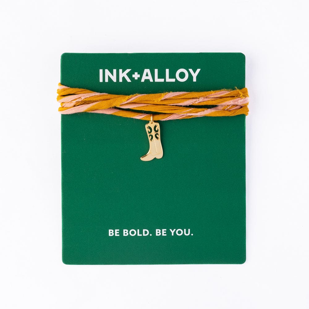 Fiona Twisted Wrap Bracelet With Boot Charm Blush Mustard