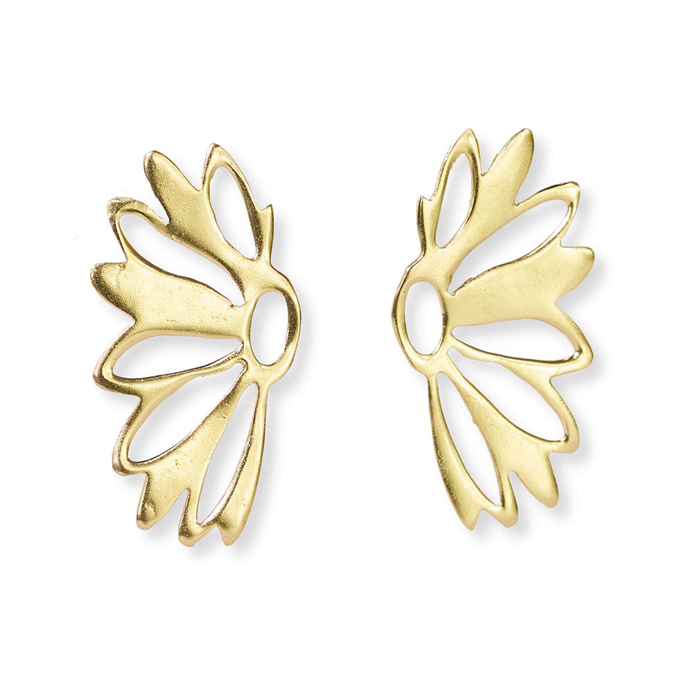 Flora Half Flower Earrings Brass Wholesale