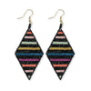 Frida Horizontal Lines Beaded Earrings Rainbow and Black Wholesale