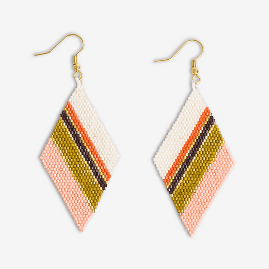 Frida Mixed Diagonal Stripes Beaded Earrings Jaipur Wholesale