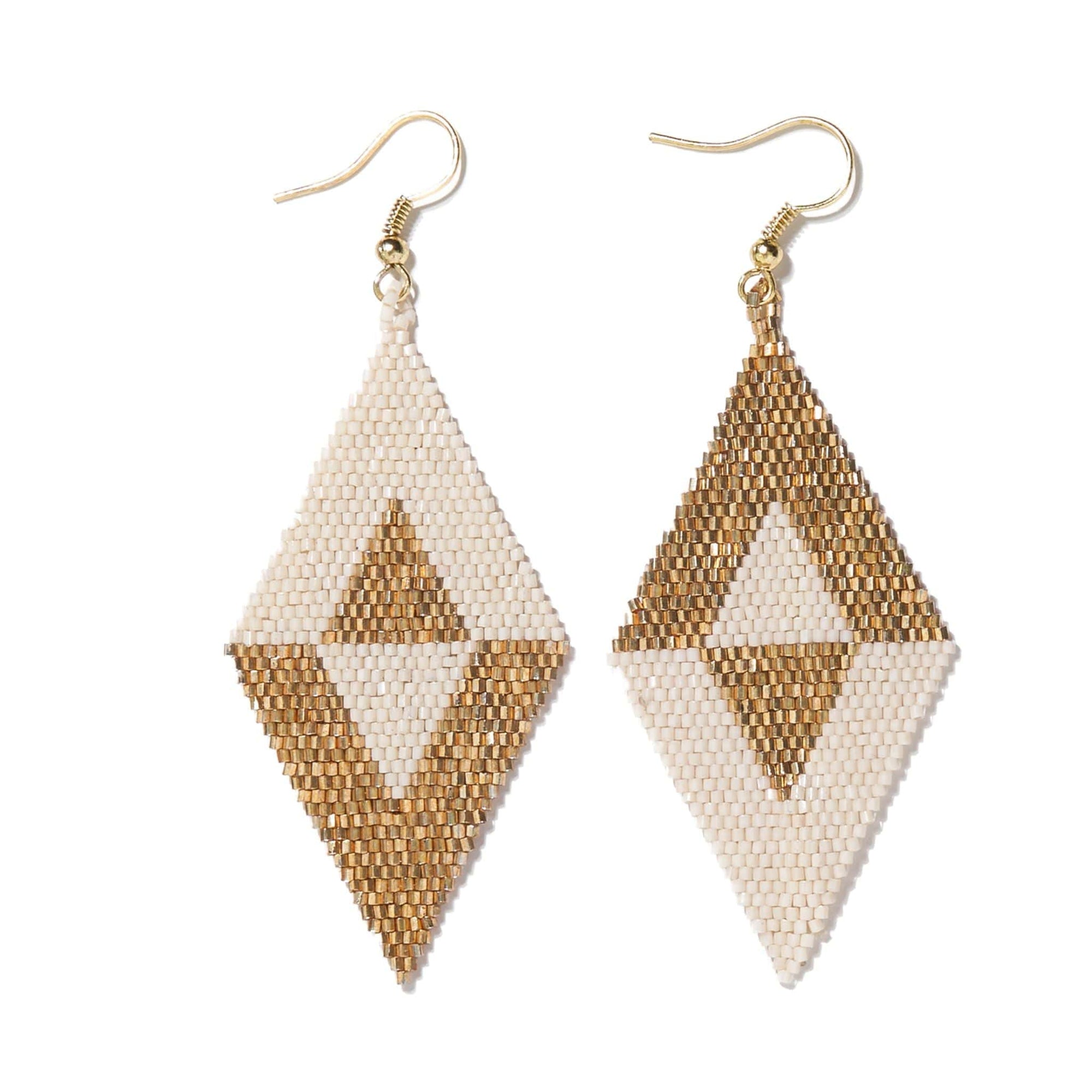 Frida Flipped Triangle Beaded Earrings Gold Wholesale