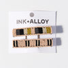Anna Striped Beaded 2 Pack Hair Clip Gold Wholesale
