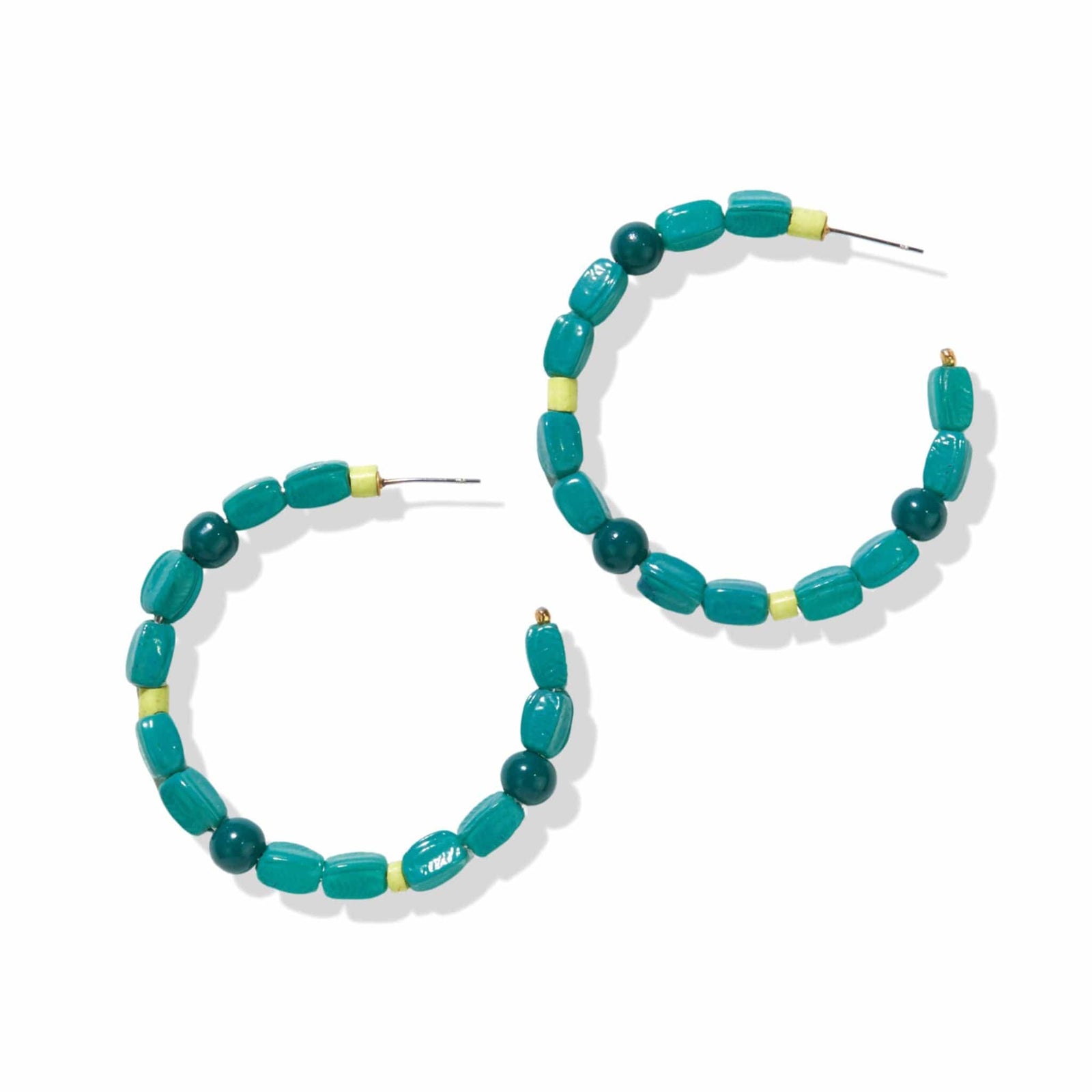 Annie Mixed Beaded Hoop Earrings Green Wholesale