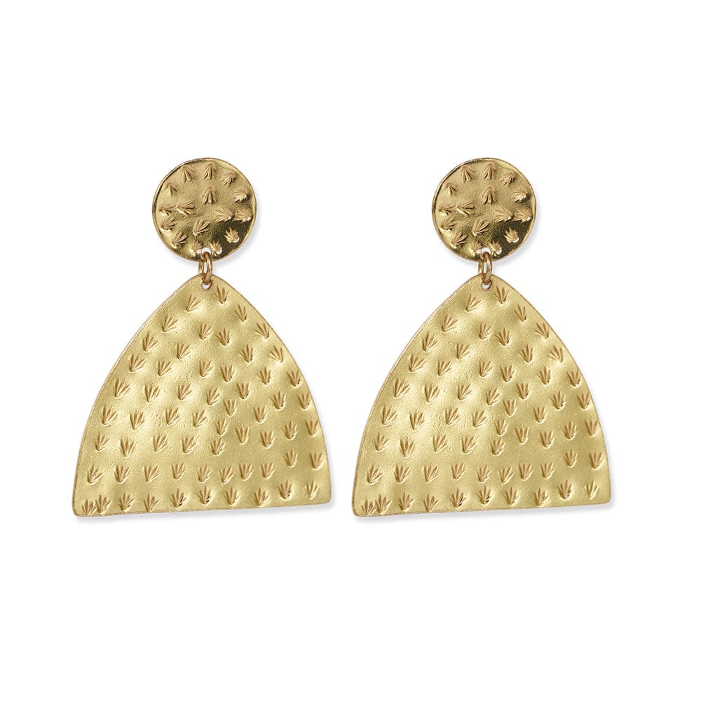 Gretchen Etched Triangle Earrings Brass Wholesale