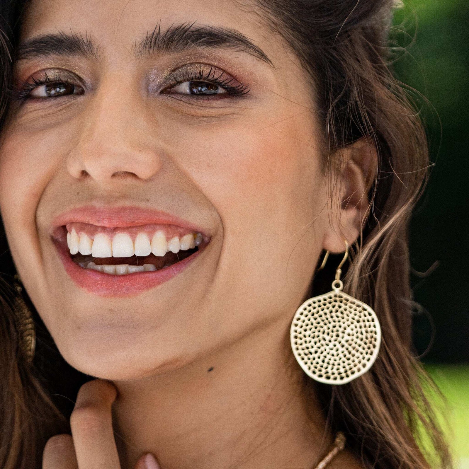 Gretchen Large Circle with Holes Earrings Brass Wholesale