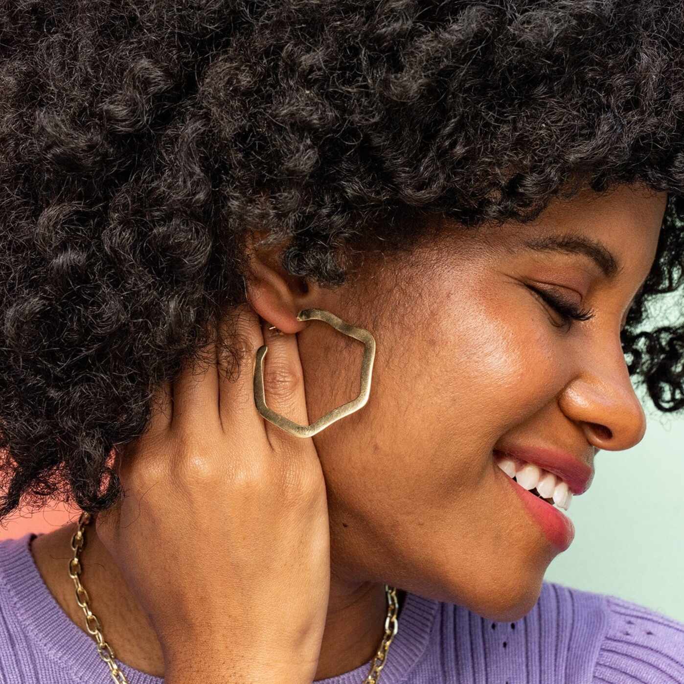 Gretchen Large Wavy Hoop Earrings Brass Wholesale