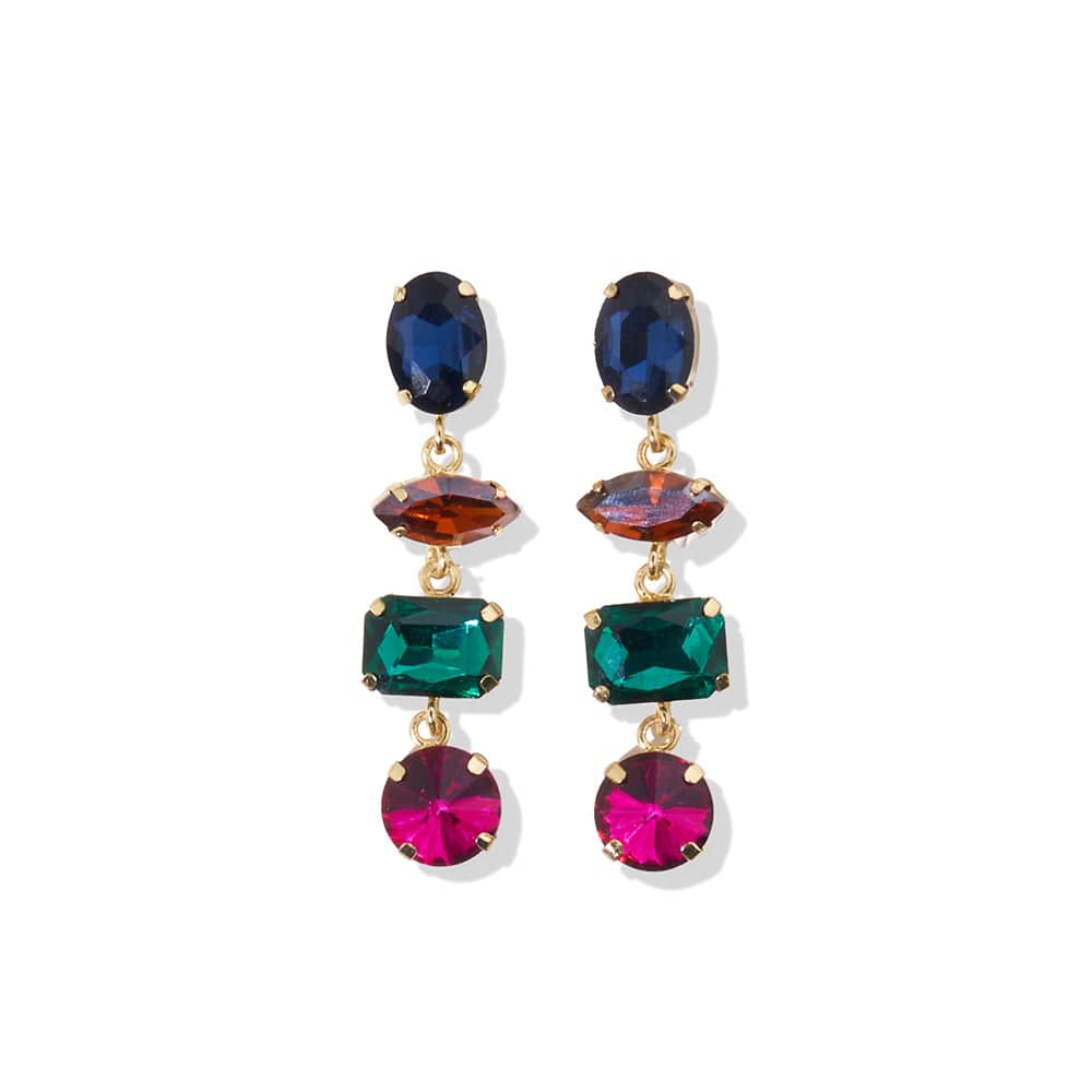 Haddie Mixed Dangle Earrings Magenta Multicolor Wholesale - INK+ALLOY -  Wholesale