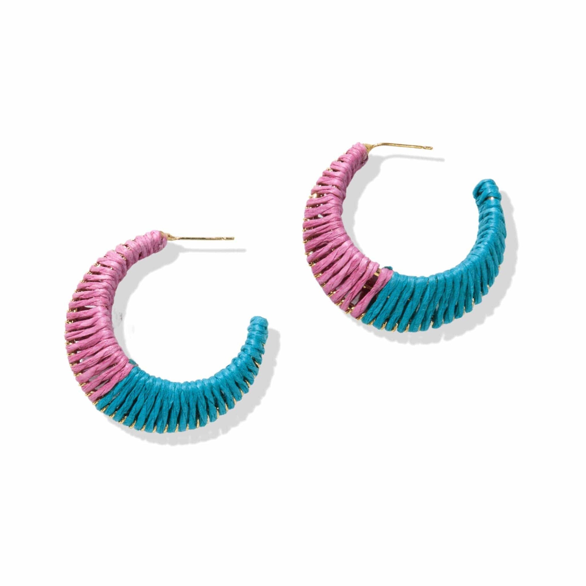 Harper Color Block Hoop Earrings Lilac and Turquoise Wholesale
